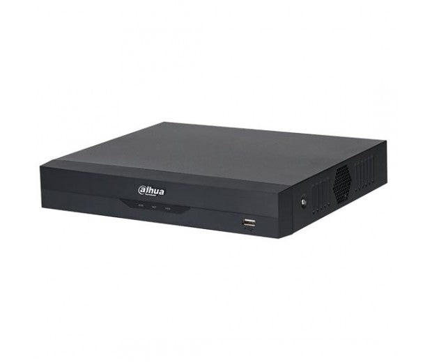 XVR 5 en 1 Dahua de 16 canales. Formatos AI/H.265+/H.265. 16 canales BNC HD + 2 canales IP. Grabación 1080N@25/30ips. Ancho de banda de 64 Mbps. Salidas HDMI 1080P y VGA 1080P. SMD Plus de hasta 8 canales. Admite 1 HDD 16TB, 1 RJ45, 1 RS485, 2 USB
