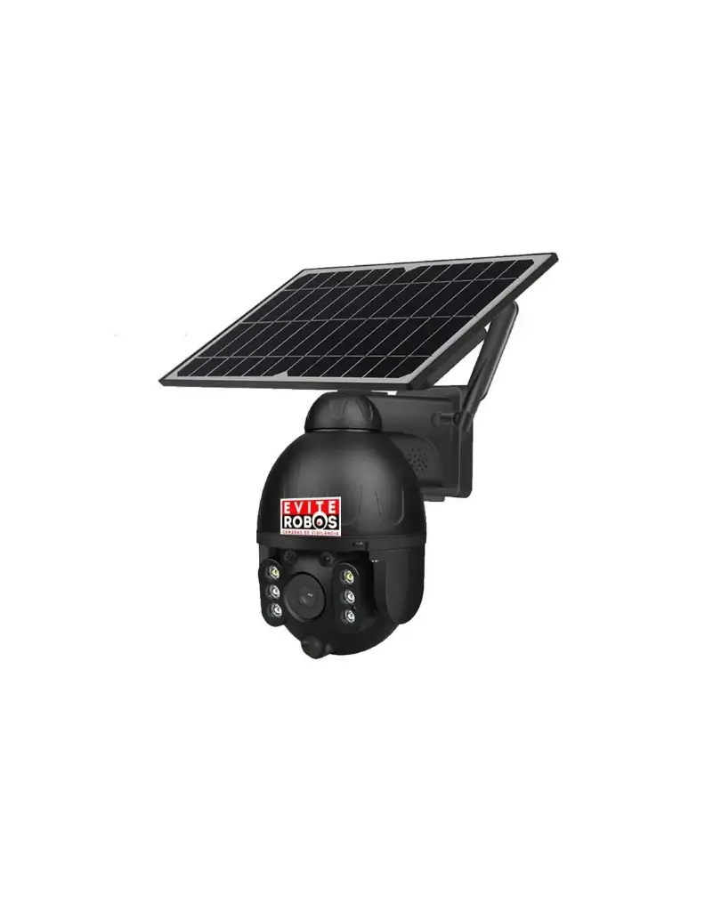 Camara motorizada solar con tarjeta 4g especialmente diseñada para sitios donde no hay luz ni internet ,incluye baterias y tarjeta sd 128 gb y soporte tecnico  Color Negro