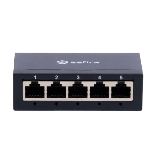 [ESV-SW05GM] Switch de sobremesa de 5 puertos Gigabit. Velocidad 10/100/1000 Mbps Plug & Play. Tecnología de ahorro de energía. Carcasa de metal