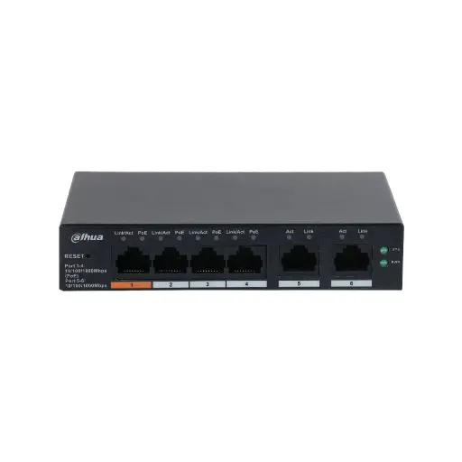 [EDB-4246 / 1374042] Switch Dahua gestionable Layer2 en la nube. 4 puertos PoE Gigabit. 2 puertos RJ45 Uplink Gigabit. 